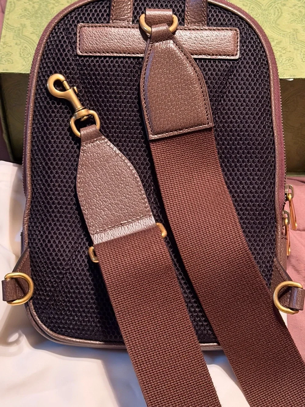 Gucci Beige GG Supreme Belt Bag with Red and Green Web Stripe